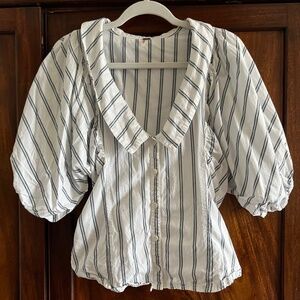 Free People Amara Blouse Striped Sailor Top